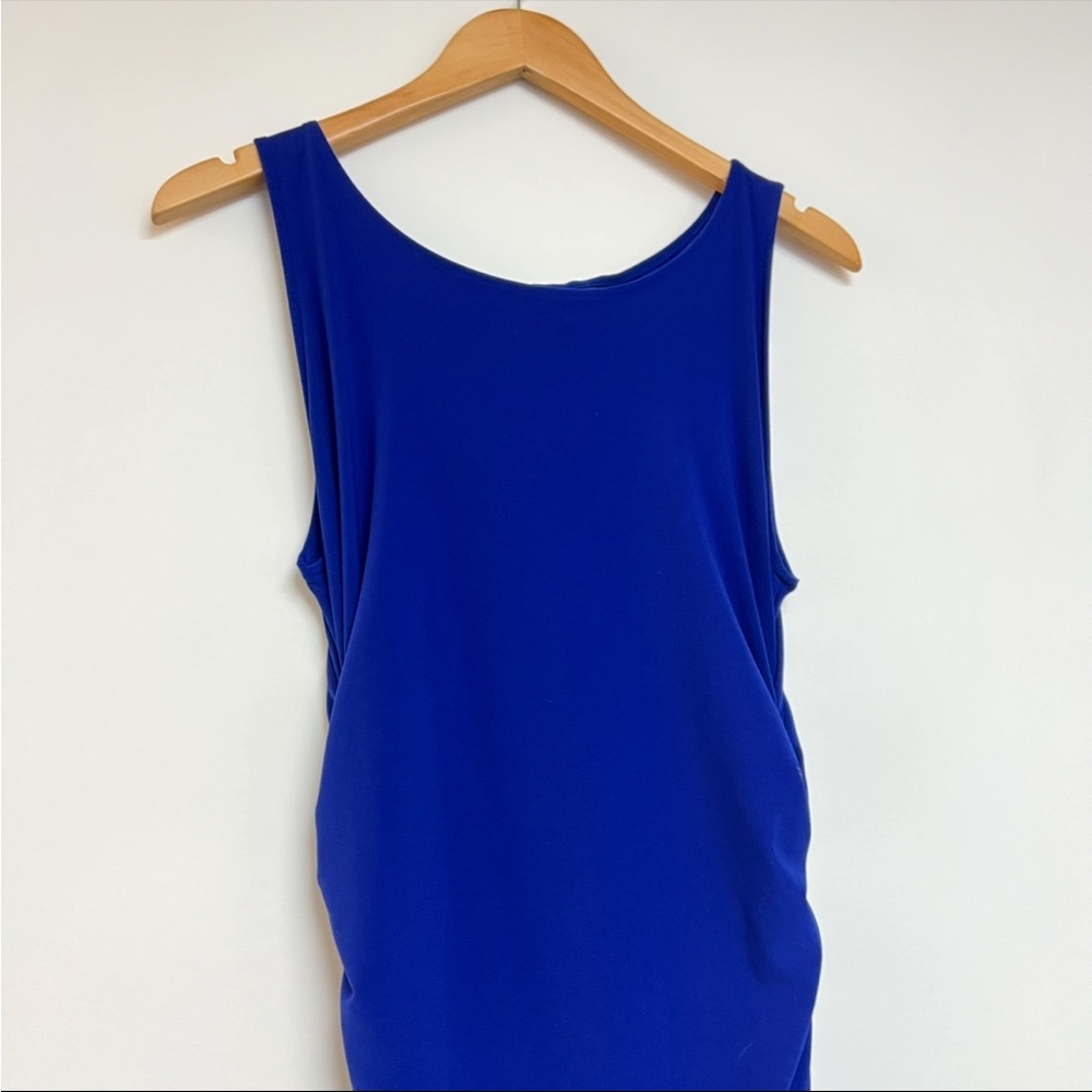 Norma Kamali Royal Blue Ruched Side Maxi Dress Sleeveless Size Small - Picture 3 of 9